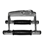 دستگیره ورزشی ا زفلز آبکاری شده دارای دو جای دست که روکش مشکی دارند . دارای قلاب متحرک برای نصب و آویزان کردن