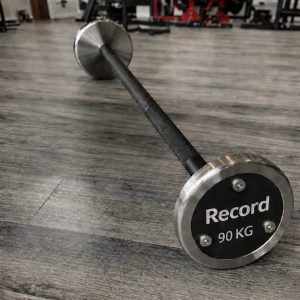 باربل فلزی رکورد تجهیز مشکی نقره ای در وزن 90 کیلو گرم